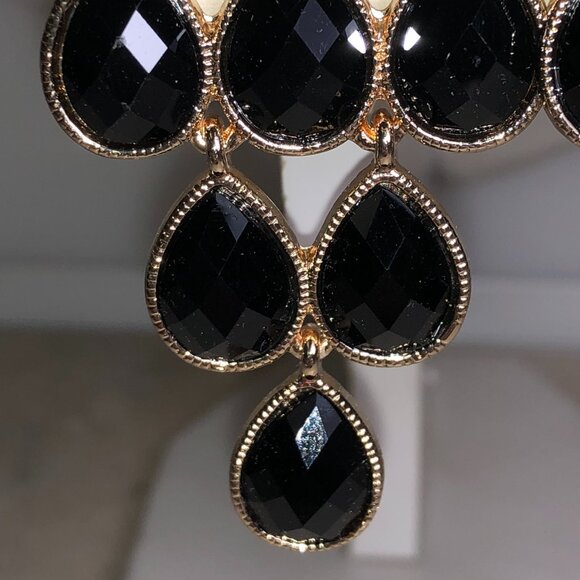 Amrita Black & Gold Chandelier Earrings - Picture 3 of 6